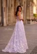 Picture of: Stunning Floral Tulle Gown with Corset Top and Slit in Lavender , Style 32695, Back Picture