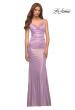 Picture of: Metallic Jersey Long Dress with Draped Neckline and Train in Purple, Style: 30633, Detail Picture 1