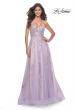 Picture of: Two Tone Tulle A-Line Prom Dress with Floral Beaded Detail in Lavender, Style: 32090, Detail Picture 1