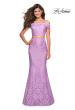 Picture of: Lace Two Piece Off the Shoulder Dress with Rhinestones in Lavender, Style: 27443, Detail Picture 2
