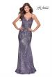 Picture of: Sequin Prom Gown With Drop Waist and V-Neckline in Lavender, Style: 28713, Detail Picture 2