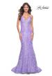 Picture of: Neon Mermaid Print Sequin Dress with Lace Up Open Back in Lavender, Style: 32337, Detail Picture 2