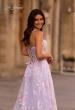 Picture of: Stunning Floral Tulle Gown with Corset Top and Slit in Lavender , Style 32695, Detail Picture 2