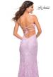 Picture of: Neon Lace Prom Gown With Sheer Bodice and Tie Up Back in Lavender, Detail Picture 3