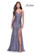Picture of: Long Sequin Gown with Dramatic Flare Skirt and Slit in Bright Colors in Lavender, Style: 31431, Detail Picture 3