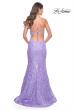 Picture of: Neon Mermaid Print Sequin Dress with Lace Up Open Back in Lavender, Style: 32337, Detail Picture 3