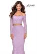 Picture of: Lace Sleeve Lace and Sequin Two Piece Prom Dress in Lavender, Style: 28666, Detail Picture 4
