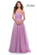 Picture of: Chiffon Prom Dress with Ruched Bodice and Slit in Lavender, Style: 30840, Detail Picture 4