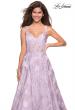 Picture of: Floral A Line Dress with Sheer Bodice and V Back in Lavender, Style: 27505, Detail Picture 5