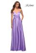 Picture of: Bright Satin Gown with Criss-Cross Ruched Top in Purple, Style: 30662, Detail Picture 5