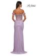 Picture of: Prom Dress with Rosette Off the Shoulder Straps and Neckline in Lavender, Style: 33044, Detail Picture 5