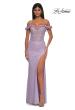 Picture of: Prom Dress with Rosette Off the Shoulder Straps and Neckline in Lavender, Style: 33044, Detail Picture 6