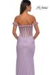 Picture of: Prom Dress with Rosette Off the Shoulder Straps and Neckline in Lavender, Style: 33044, Detail Picture 7
