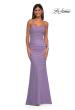 Picture of: Ruched Net Jersey Gown with Square Neckline in Lavender, Style: 33086, Detail Picture 7