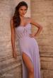 Picture of: Fishnet Rhinestone Fitted Dress with Bustier Top and High Neckline in Lavender, Style: 32227, Main Picture