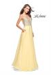 Picture of: A-line Chiffon Prom Gown with Pearl Beaded Bodice in Lemon, Style: 26278, Main Picture