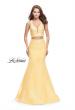 Picture of: Mikado Two Piece Mermaid Gown with Beaded Lace Top in Lemon, Style: 26311, Main Picture