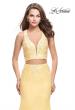Picture of: Mikado Two Piece Mermaid Gown with Beaded Lace Top in Lemon, Style: 26311, Detail Picture 1