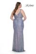 Picture of: Sequin Plus Size Dress with Wrap Ruched Neckline in Light Blue, Style: 32173, Back Picture