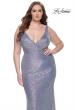 Picture of: Sequin Plus Size Dress with Wrap Ruched Neckline in Light Blue, Style: 32173, Detail Picture 1