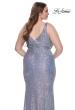 Picture of: Sequin Plus Size Dress with Wrap Ruched Neckline in Light Blue, Style: 32173, Detail Picture 2