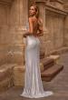 Picture of: Metallic Rhinestone Jersey Dress with Ruching and Low Back in Light Blue, Style 32835, Main Picture