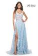 Picture of: Floral Embellished A-Line Dress with Bustier Illusion Top in Light Blue, Style: 31996, Detail Picture 9