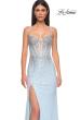 Picture of: Rhinestone Embellished Fitted Prom Dress with Corset and Deep V in Light Blue, Style 32717, Detail Picture 9