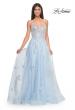 Picture of: Two Tone Tulle A-Line Prom Dress with Floral Beaded Detail in Light Blue, Style: 32090, Detail Picture 10