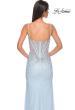 Picture of: Rhinestone Embellished Fitted Prom Dress with Corset and Deep V in Light Blue, Style 32717, Detail Picture 10