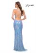 Picture of: Iridescent Sequin Prom Dress with V Neckline in Light Blue, Style 29871, Back Picture