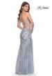 Picture of: Stunning Fitted Gown with Rhinestone Lace Applique and Illusion Sides in Light Blue, Style: 32074, Back Picture