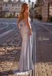 Picture of: Rhinestone Metallic Net Jersey Dress with Sheer Corset Back in Light Blue, Style 32886, Back Picture