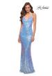 Picture of: Iridescent Sequin Prom Dress with V Neckline in Light Blue, Style 29871, Detail Picture 1