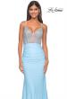 Picture of: Fitted Jersey Prom Dress with Full Rhinestone Illusion Bodice in Light Blue, Style: 32079, Detail Picture 2