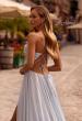 Picture of: Metallic Chiffon Prom Dress with Flowing Skirt and High Slit in Light Blue, Style: 33043, Detail Picture 2