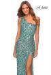 Picture of: Glamorous One Shoulder Sequin Prom Gown in Light Blue, Style: 28596, Detail Picture 3