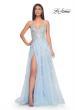 Picture of: Two Tone Tulle A-Line Prom Dress with Floral Beaded Detail in Light Blue, Style: 32090, Detail Picture 3