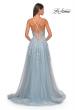 Picture of: Lace Embellished A-line Dress with Lace Up Back in Light Blue, Style: 32147, Detail Picture 3