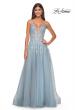 Picture of: Lace Embellished A-line Dress with Lace Up Back in Light Blue, Style: 32147, Detail Picture 4