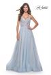 Picture of: A-Line Tulle Gown with Unique Floral and Rhinestone Details in Light Blue, Style: 32215, Detail Picture 4