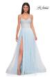 Picture of: Polka Dot Tulle Prom Dress with Sheer Corset Top in Light Blue, Style 32716, Detail Picture 4