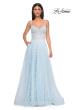 Picture of: Polka Dot Tulle Prom Dress with Sheer Corset Top in Light Blue, Style 32716, Detail Picture 6