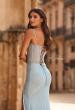 Picture of: Rhinestone Corset Gown with Slit and Lace-Up Back in Light Blue, Style: 33772, Detail Picture 6