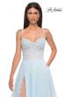 Picture of: Polka Dot Tulle Prom Dress with Sheer Corset Top in Light Blue, Style 32716, Detail Picture 7