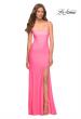 Picture of: Neon Long Prom Dress in Luxurious Jersey with Slit in Pink, Style: 30661, Main Picture