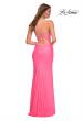 Picture of: Neon Long Prom Dress in Luxurious Jersey with Slit in Pink, Style: 30661, Back Picture