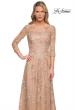 Picture of: Mother of the Bride Lace Dress with Three-Quarter Sleeves in Gold, Style: 30021, Detail Picture 1