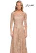 Picture of: Mother of the Bride Lace Dress with Three-Quarter Sleeves in Gold, Style: 30021, Detail Picture 2