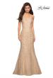Picture of: Metallic Lace Halter Long Prom Dress with Open Back in Light Gold, Style: 27228, Main Picture